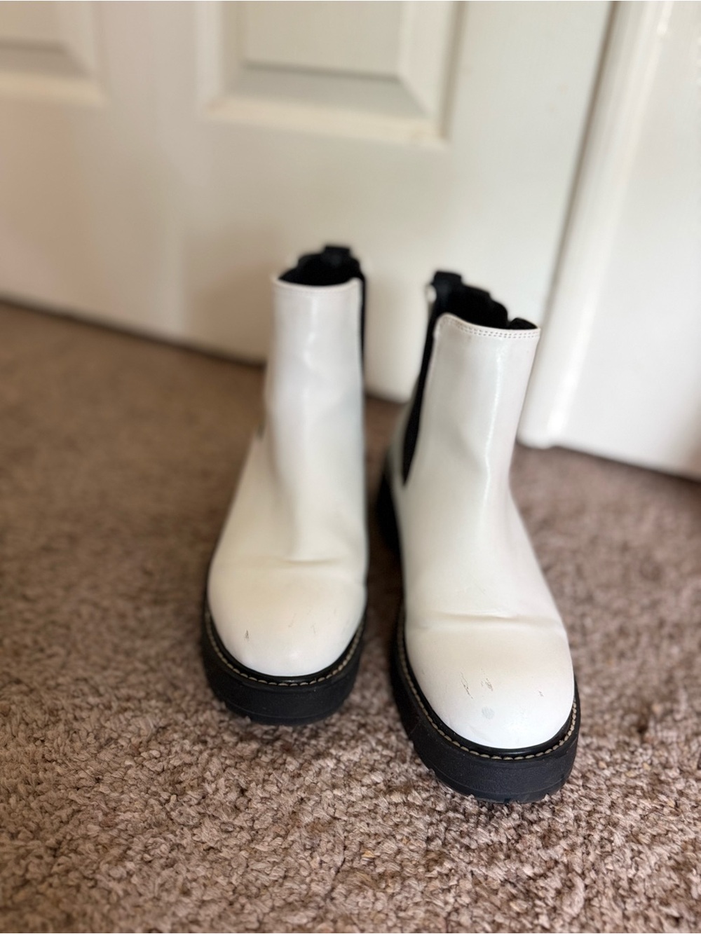Madden Girl White Platform Chelsea Ankle Boots